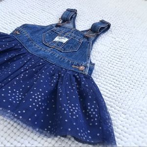 EUC Denim Jumper with Navy Tulle Skirt by Oshkosh